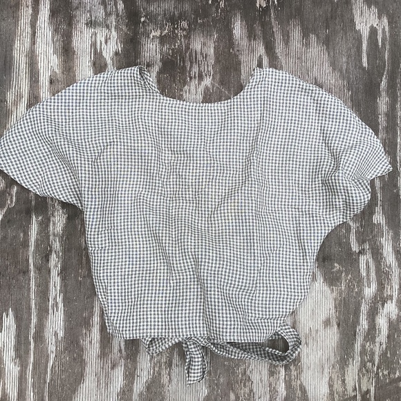 NEW Epic Linen PLAID 100% linen wrap top blouse m/l - Picture 2 of 3